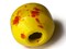 31mm Yellow with Red Spots Banded Round Vintage Macrame Ceramic Porcelain Bead bN2